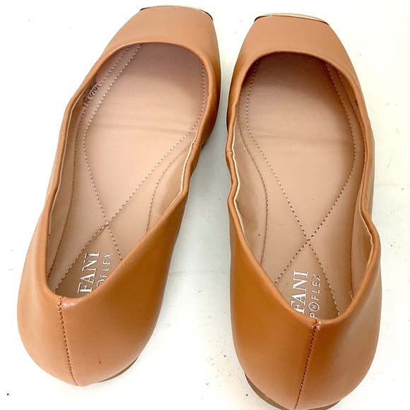 Alfani Womens Neptoon Step n Flex Cognac Faux Leather Square Toe Ballet Sz 5.5M - Picture 8 of 11